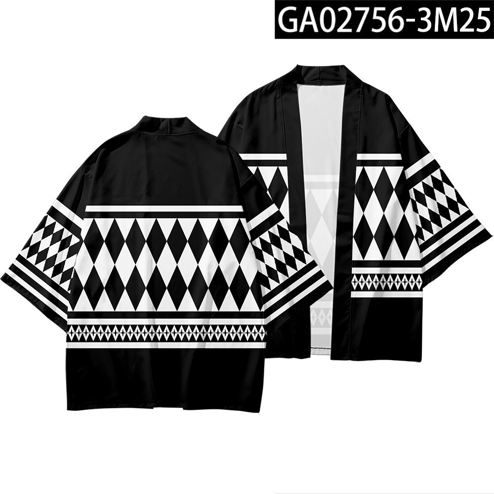 كارديغان كاجوال بنقشة هندسية على شكل معينات وقميص واسع