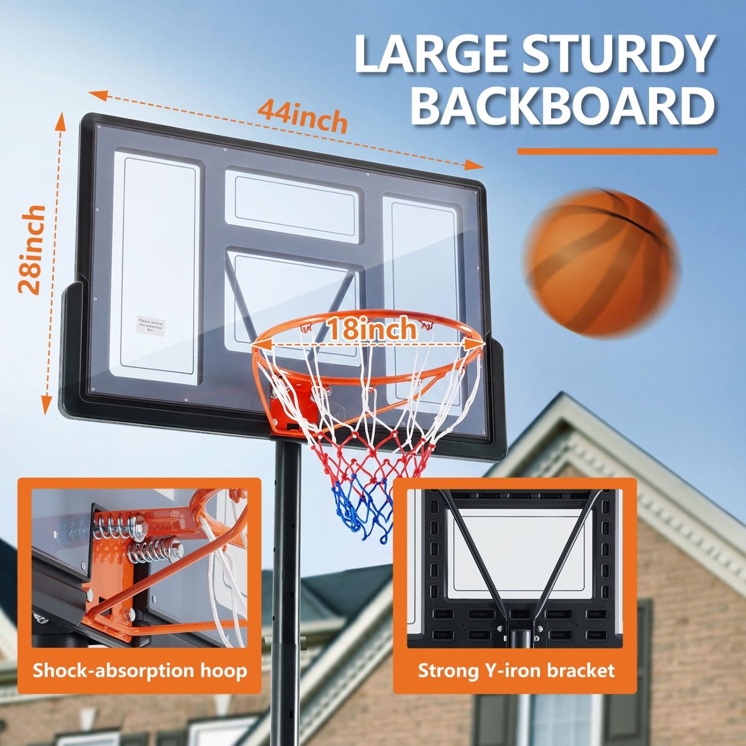 Adjustable Portable Basketball Hoop For Kids Youth Adults, Indoor Outdoor Training Practice With Sturdy Stand