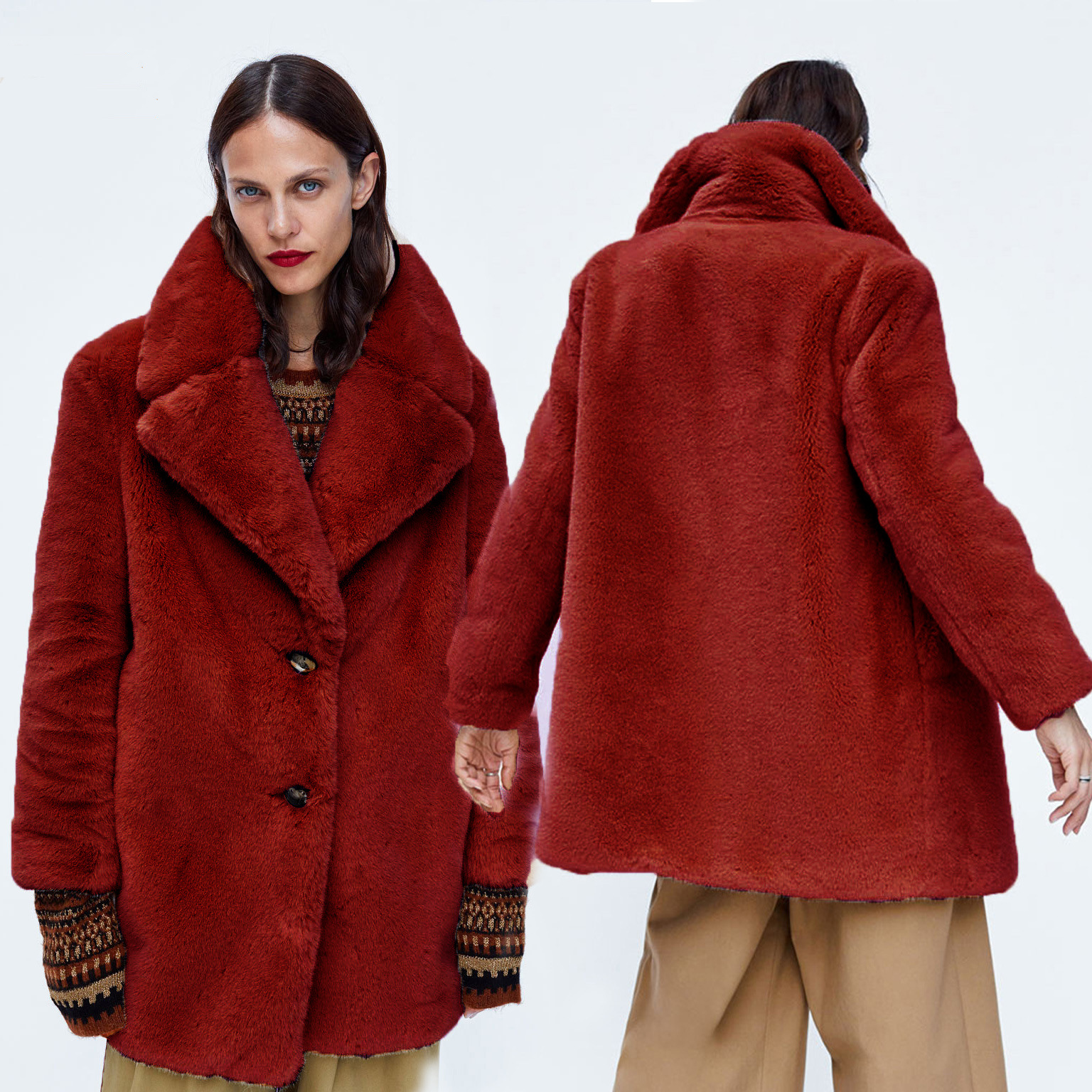 Korean Style Loose Fashion All match Plush Jacket Red - Shop at LoveMi