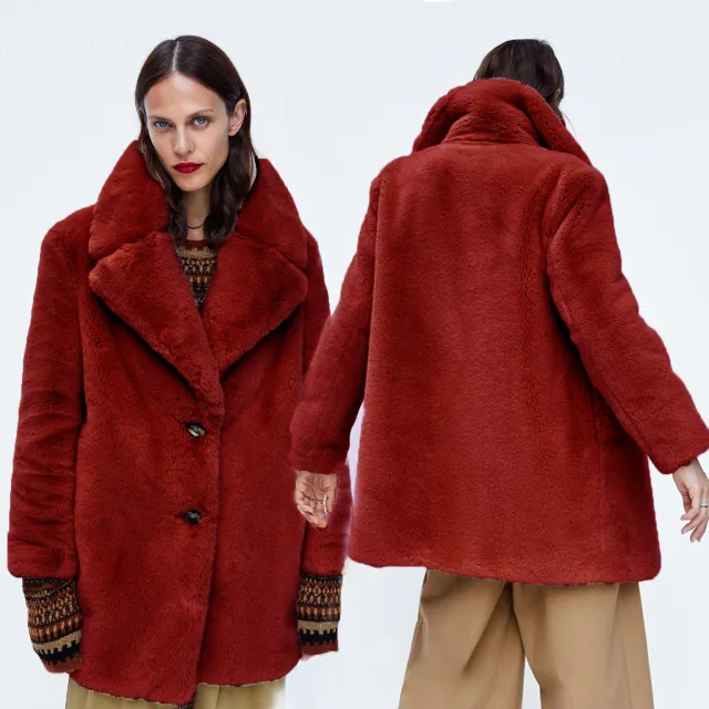 Korean Style Loose Fashion All match Plush Jacket Red - Shop at LoveMi