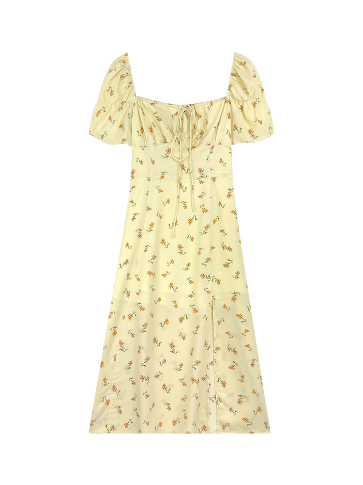 Floral Square-Neck Wedding Guest Dress, picture 3 of 5