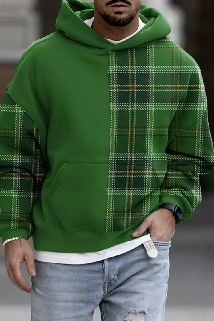 Men's Casual Fashion Trendy Plaid Print Sweatshirt