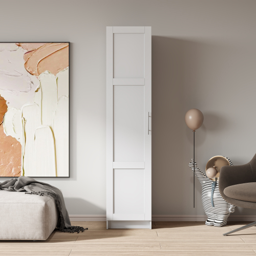 Stackable Wall Mounted Storage Cabinet, 15.75 D X 15.75 W X 70.87 H, White - Image 1