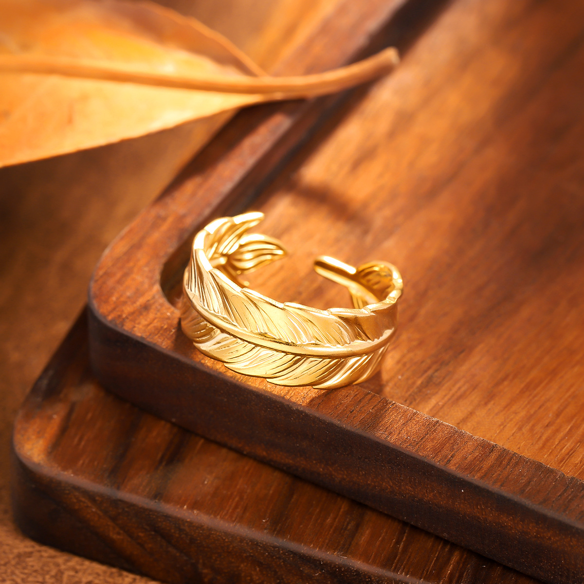 Style High End Titanium Steel Ring, Gold Plated Stainless Steel, Anti Fade All Match Band thumbnail 1