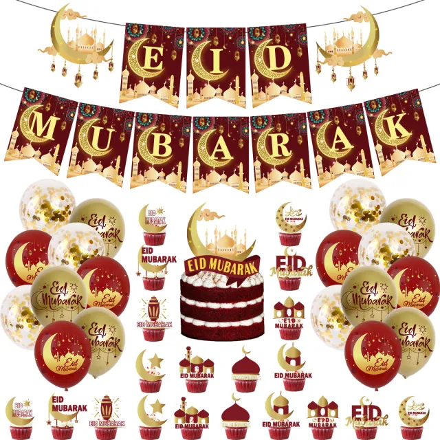 Muslim Ramadan Party Decoration Kit Cake Inserts Pull The Flag Cake With 18Ball - Shop at LoveMi