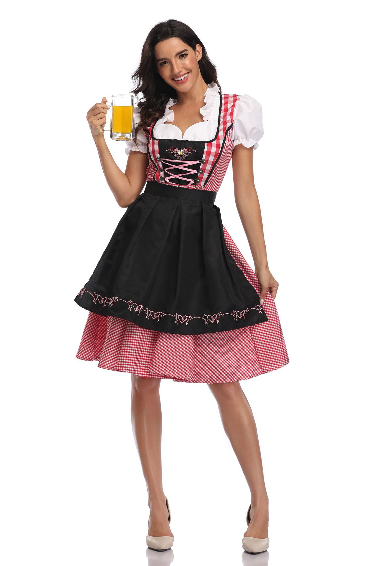 Oktoberfest Ethnic Costume for Festive Celebrations. Product information: Fabric content: polyester (polyester) Applicable gender: female Size Information: Size/CM Bust Waist S 92 72 M 96 78 L 100 84 XL 105 90 XXL 110 96 Note: 1. Asian sizes are 1 to 2 si