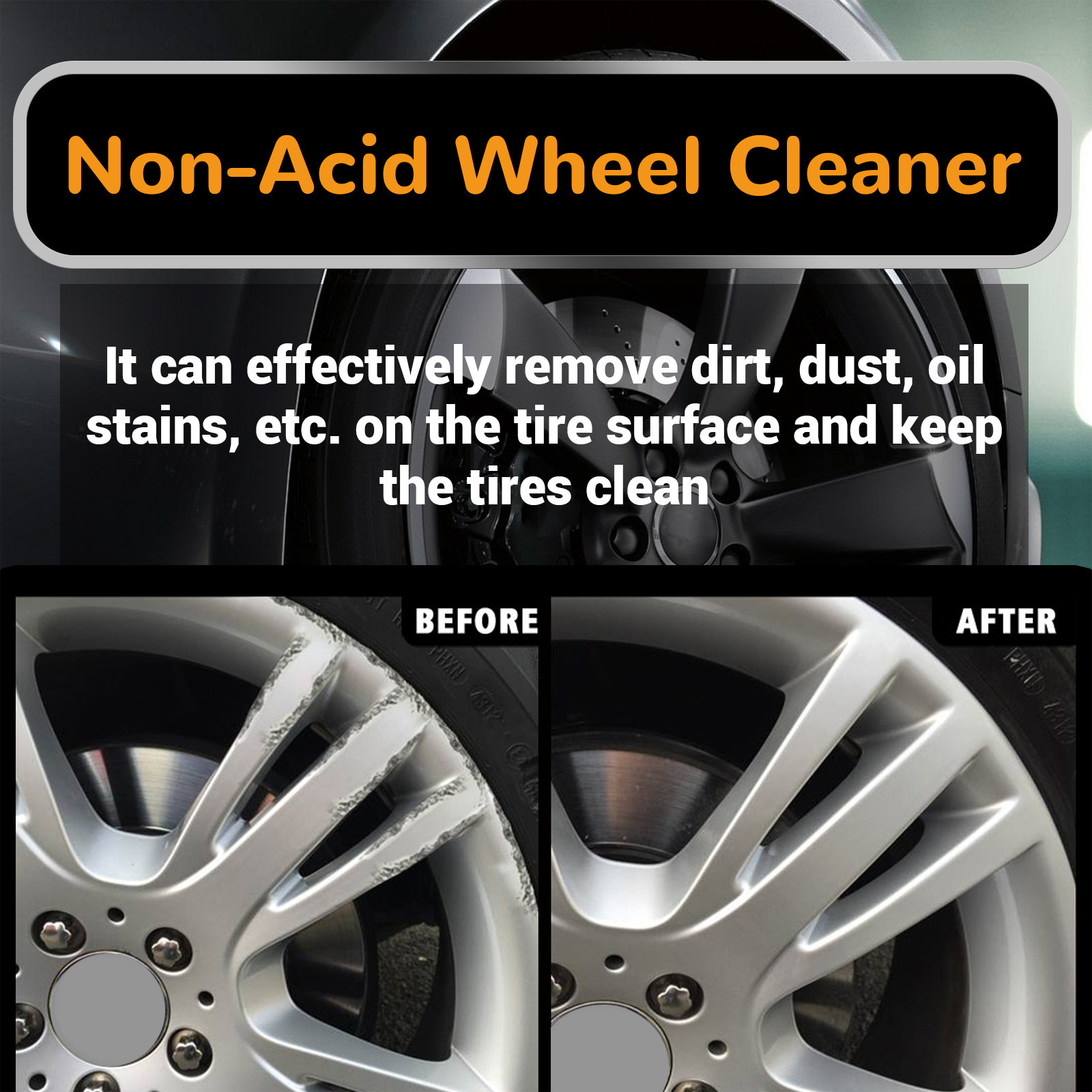 Homonth Car Tire Cleaner Kit Wheel Refurbishment, Cleaning, Polishing, And Maintenance Multi-functional Cleaner 3