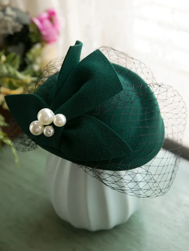 French Elegant British Vintage Mesh Beret Green - Shop at LoveMi