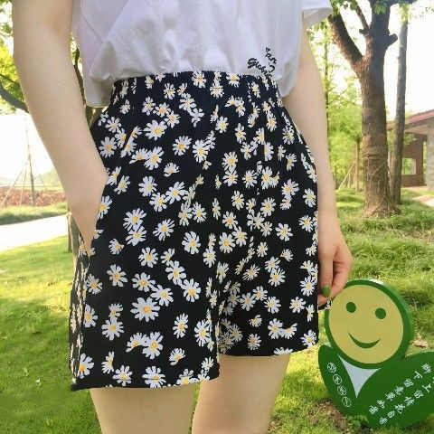 Daisy Polka Dot Chiffon High Waist Wide Leg Shorts Daisy Floral Shorts - Shop at LoveMi
