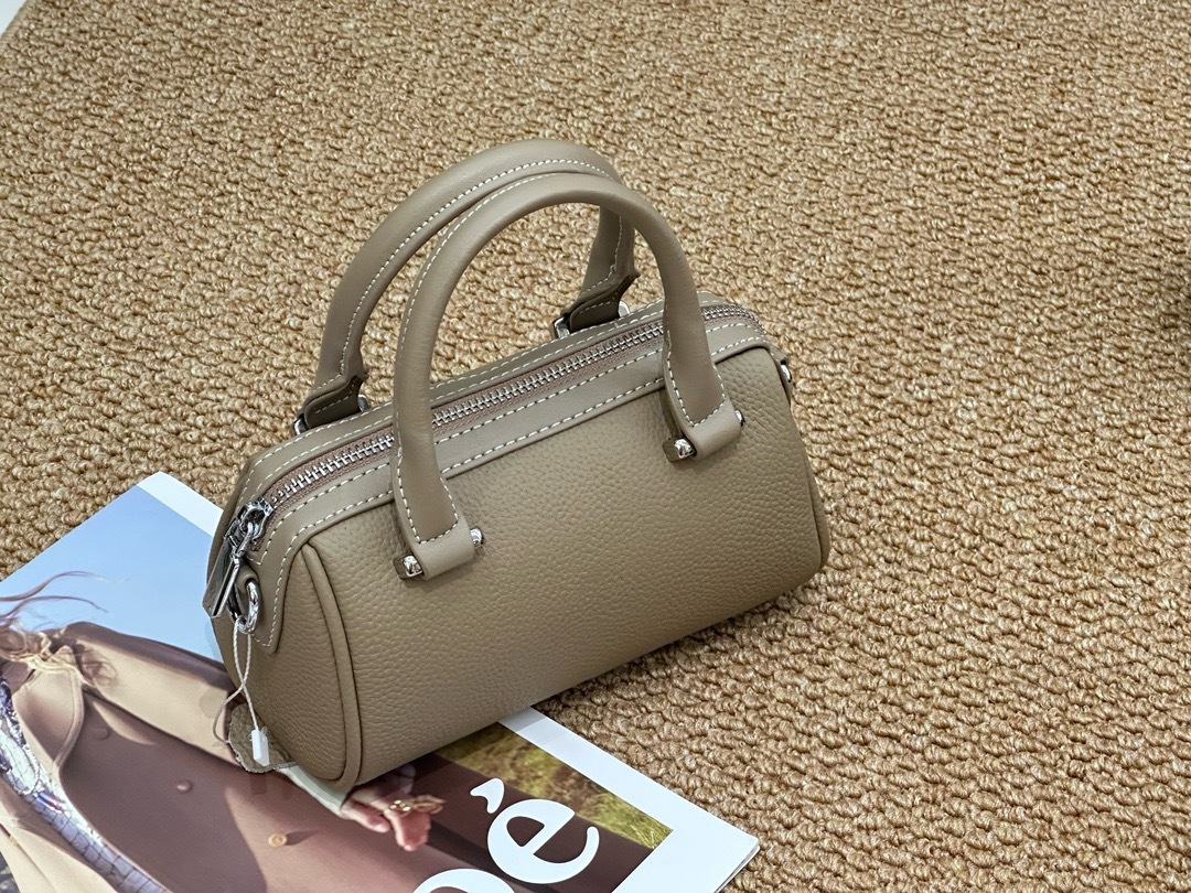 Cross-border Top-grain Leather Boston Pillow Bag, Single-shoulder, Crossbody Small Bag, Versatile Genuine Leather Women's Handbag 3