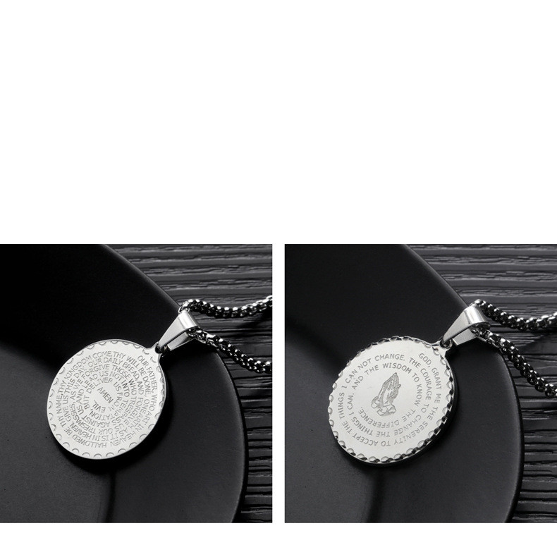 Titanium Steel Pendants Retro Trendy Couple Round Brand Necklace