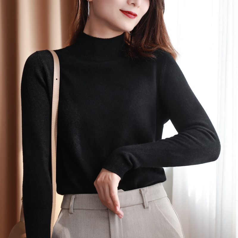 Title 1, Womens Thick Woolen Sweater with Half High Nec...