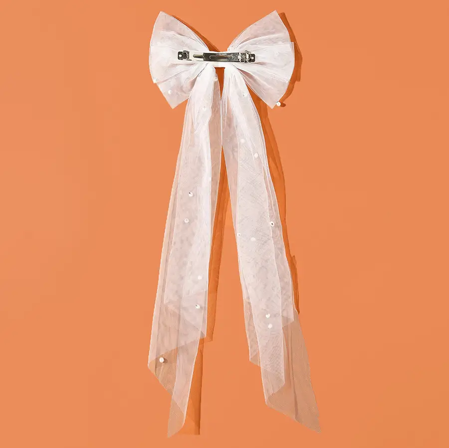 Women's Mesh Streamer Pearl Butterfly Hair Clip