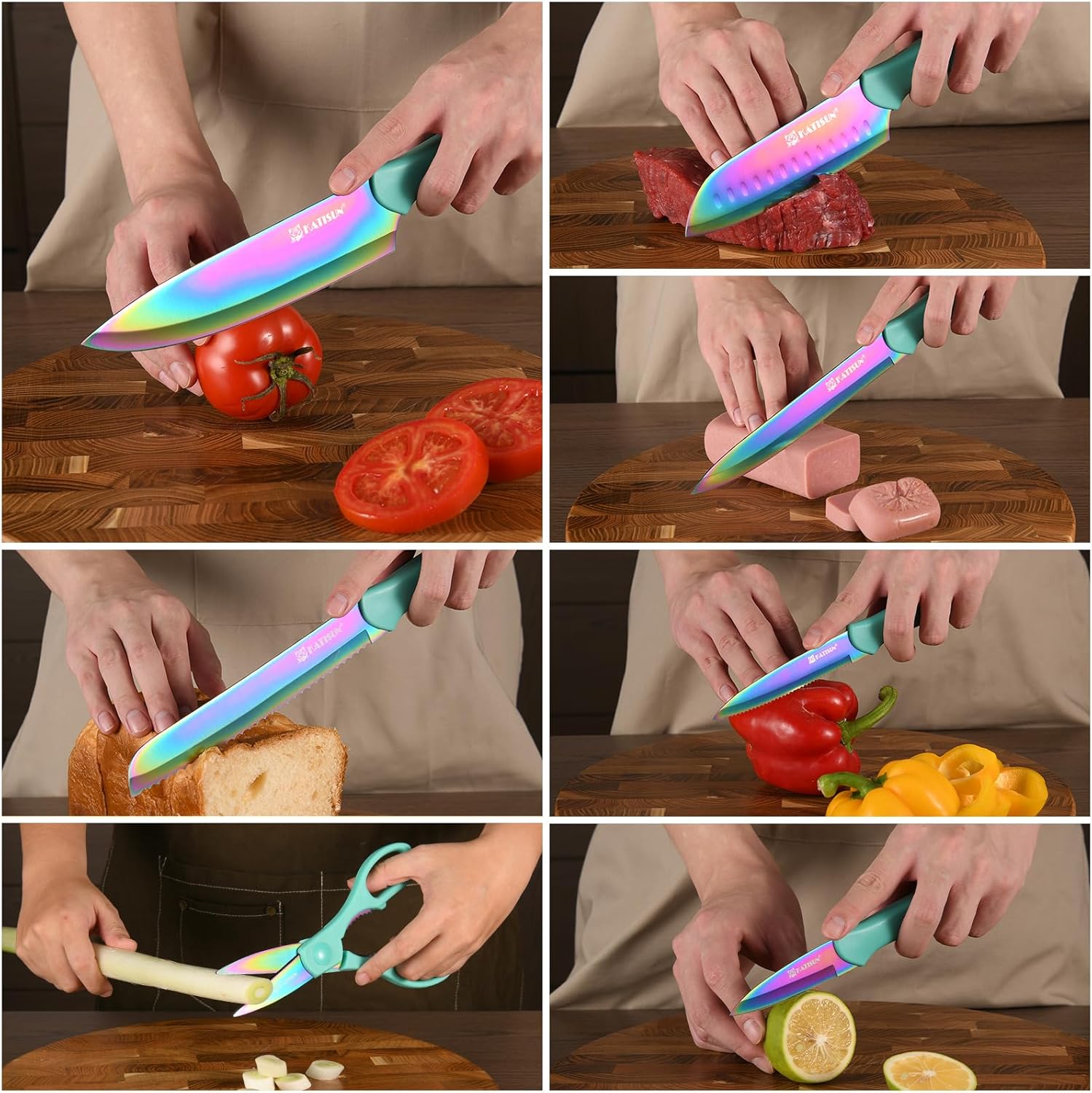 13 Piece Blue Non-Stick Stainless Steel Boxed Knives Set 5