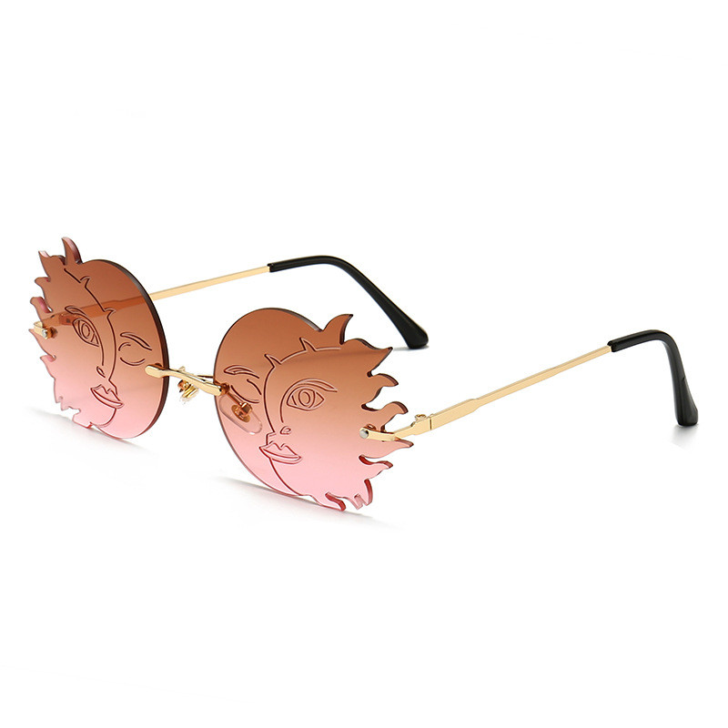 Funny Polygonal Moon Smiley Lady Sunglasses