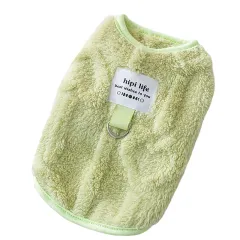 Autumn And Winter Dog Clothes Can Pull Simple Solid Color Two-legged Down Jacket Cat Warm Vest Pet Clothing - Green - View 1