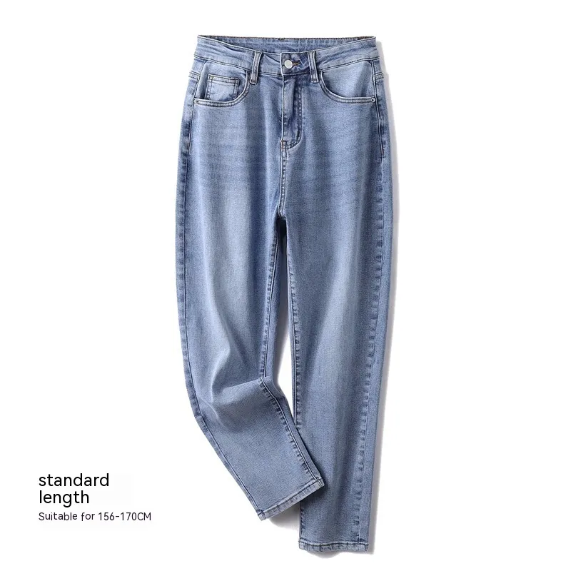 Large Size Loose Jeans Fashion All-matching - Light Blue Brushed White