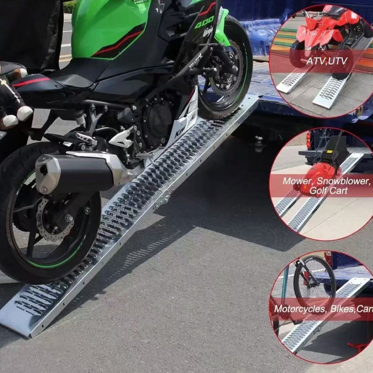 Loading Ramps Steel Folding 195CM 573lbs For Trailer Motorbike Bike Universal — image 5