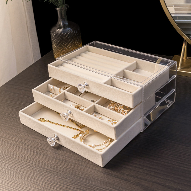 Title 5, Jewelry Flannel Acrylic Storage Box Anti-oxidation