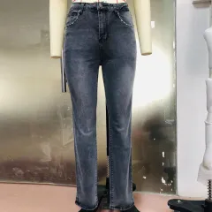 New Retro Embroidered Skull High Waist Slim Jeans Women - View 1