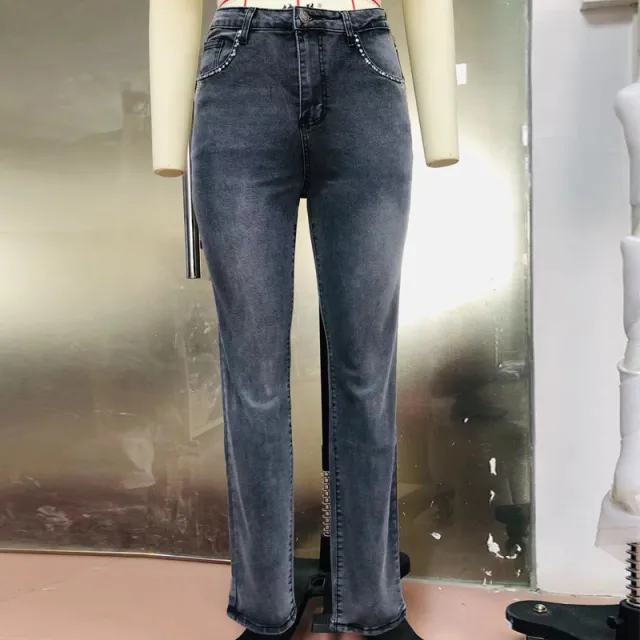 New Retro Embroidered Skull High Waist Slim Jeans Women - Shop at LoveMi