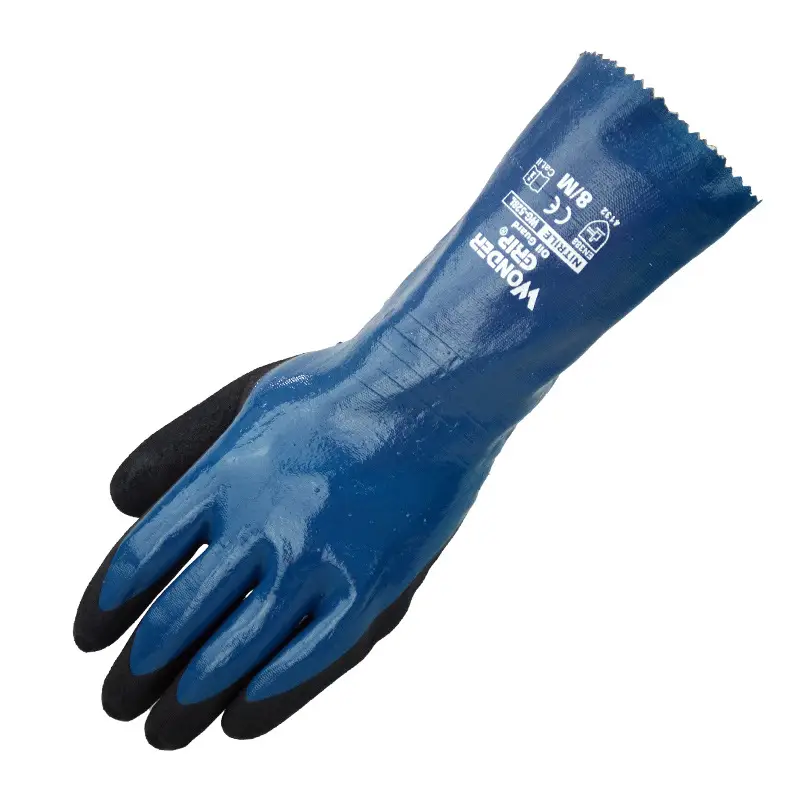 Nitrile Dipped Long Sleeve Water And Oil Resistant Work Gloves