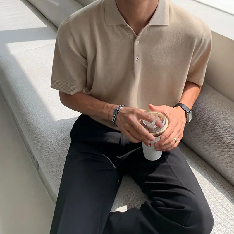 Polo Shirt Short Sleeve T-shirt Ice Silk Thin Knitted Sweater