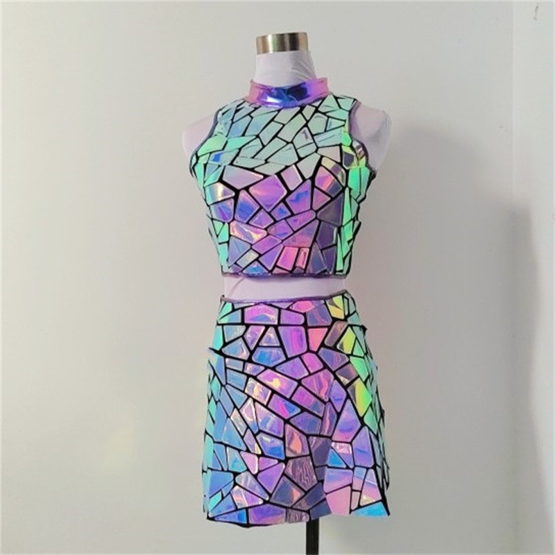 Title 3, Damesmode geometrische top-rok set met schitter...