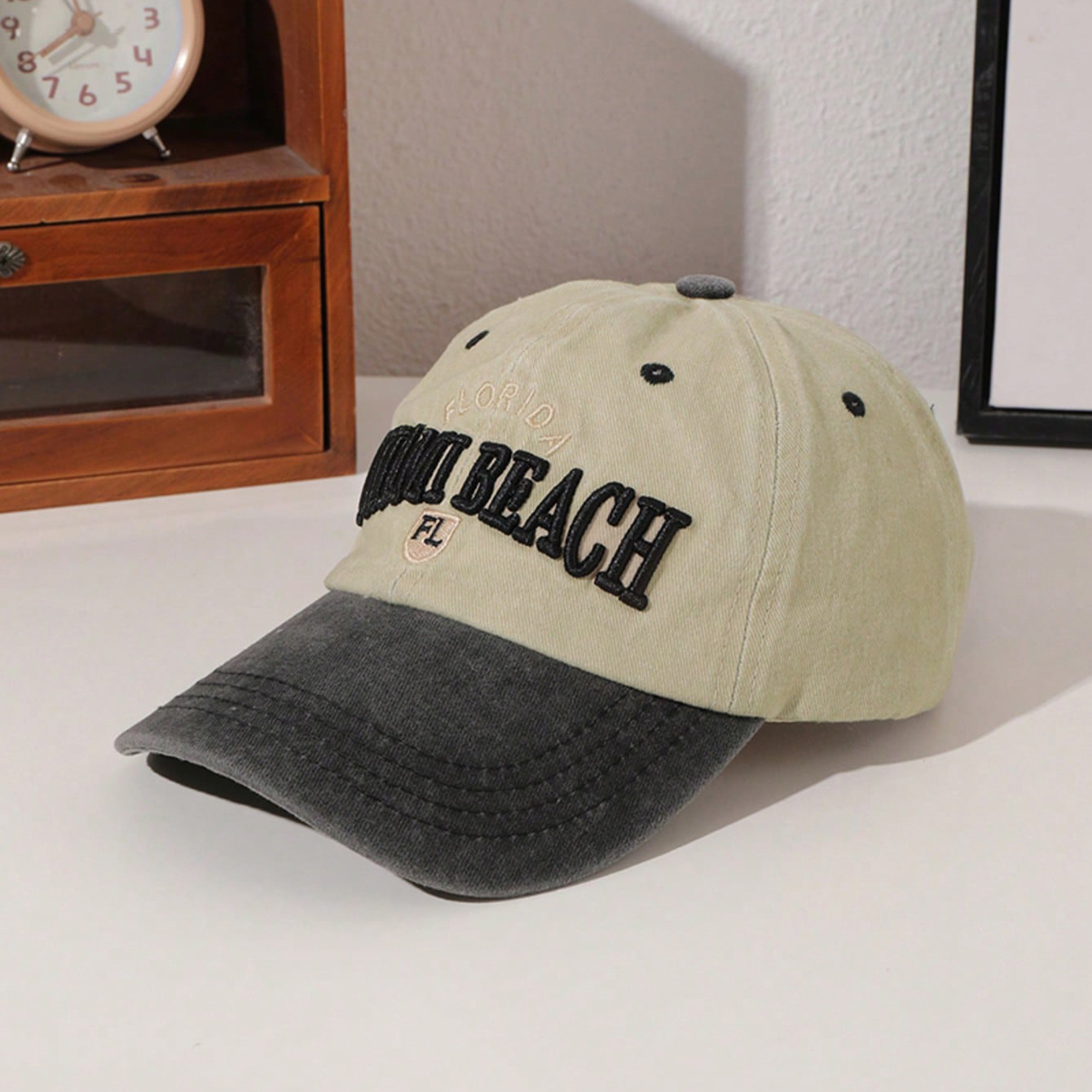 Embroidered English Letters Multi-color Washed Vintage Retro Peaked Cap With Sun Protection, Versatile For All Occasions, Suitable For Casual Outdoor Activities.