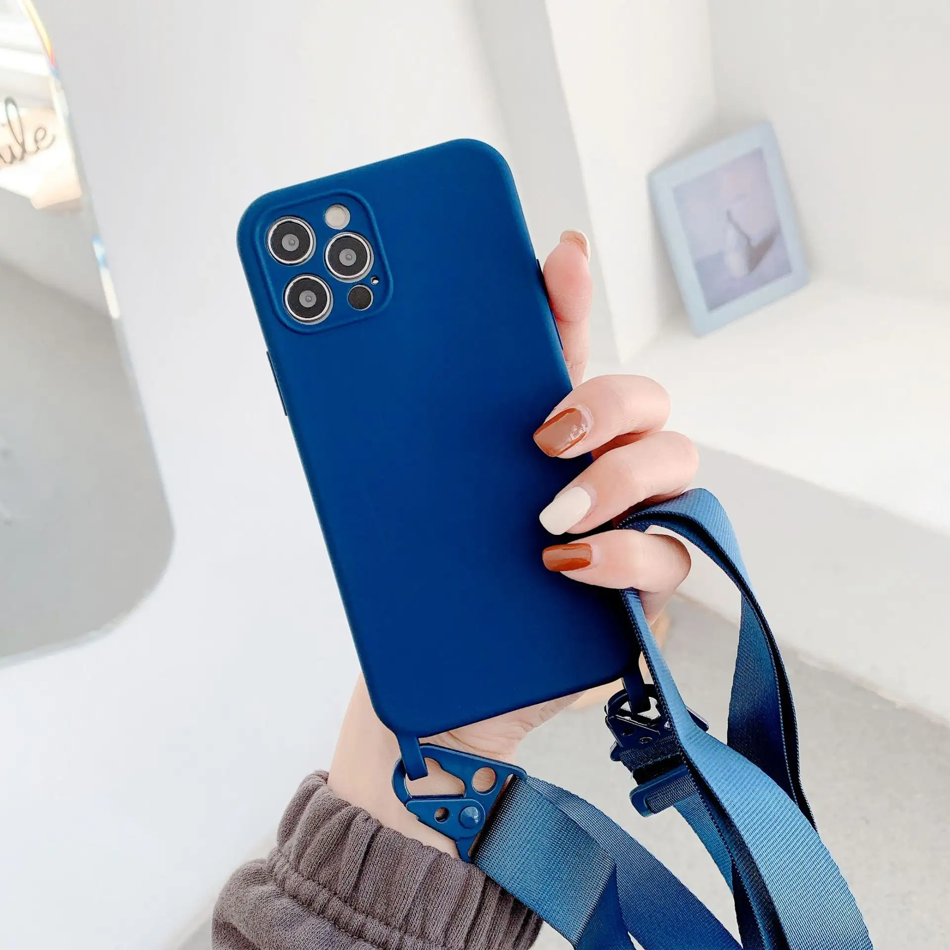 Liquid Silicone Messenger Lanyard Phone Case