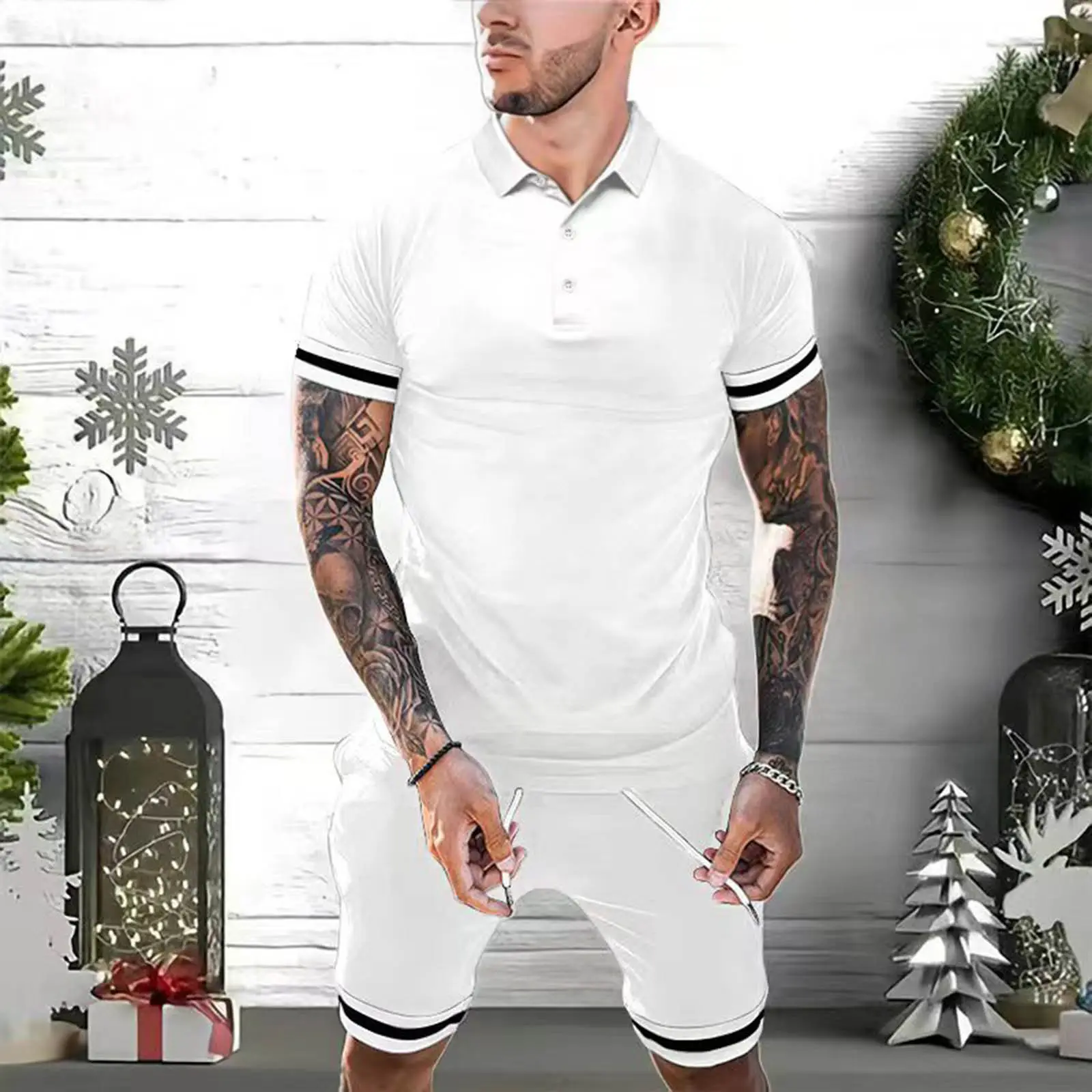 Mens Short Sets Outfits Polo Shirt Fashion