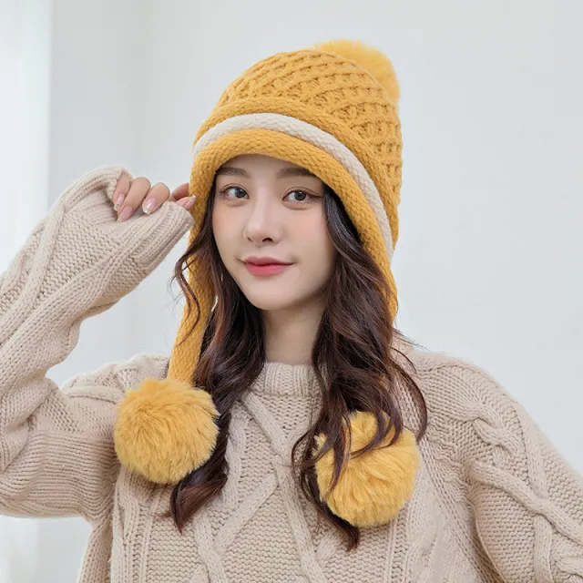Women's Fashion Ear Protection Korean Woolen Hat Yellow - Shop at LoveMi