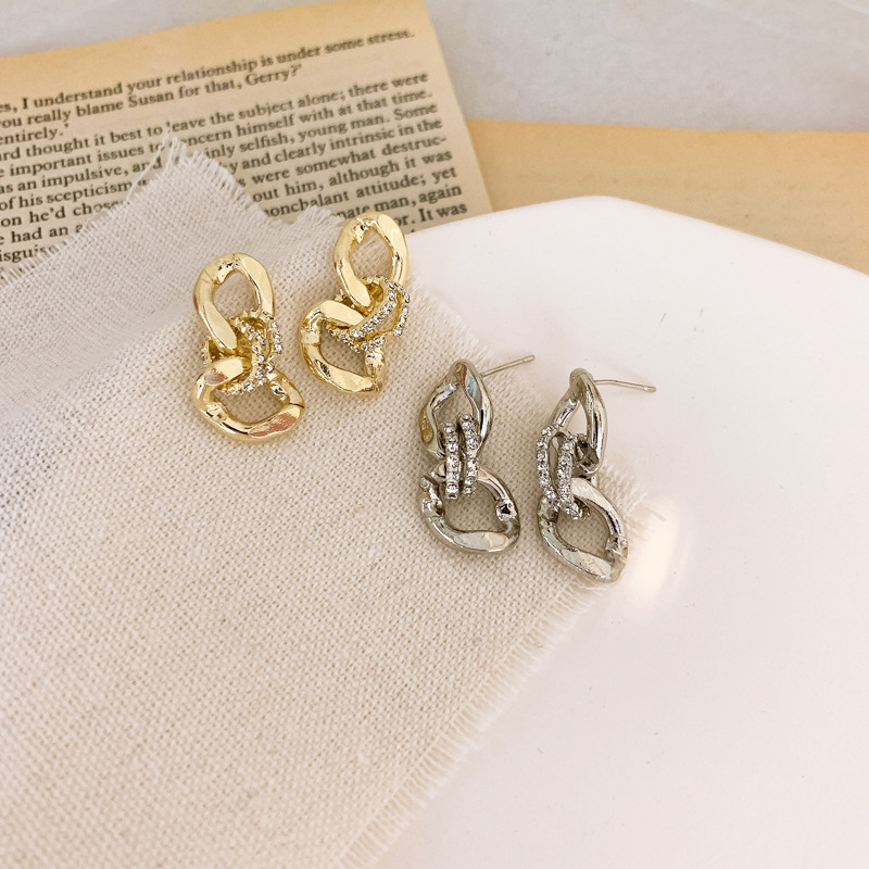 Interlocking Earrings 925 Silver Needles Net  Wild Ear Jewelry