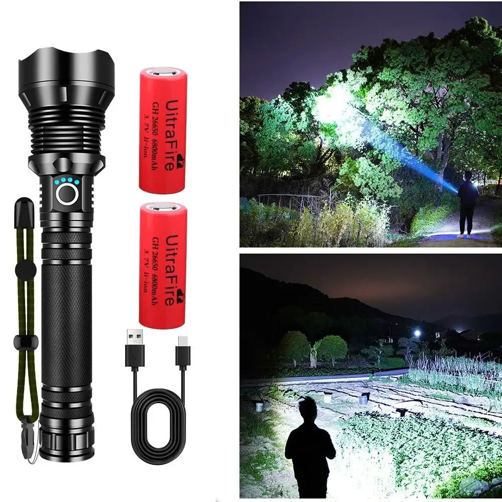Powerful LED Flashlight 9900000LM Zoom Rechargeable Super