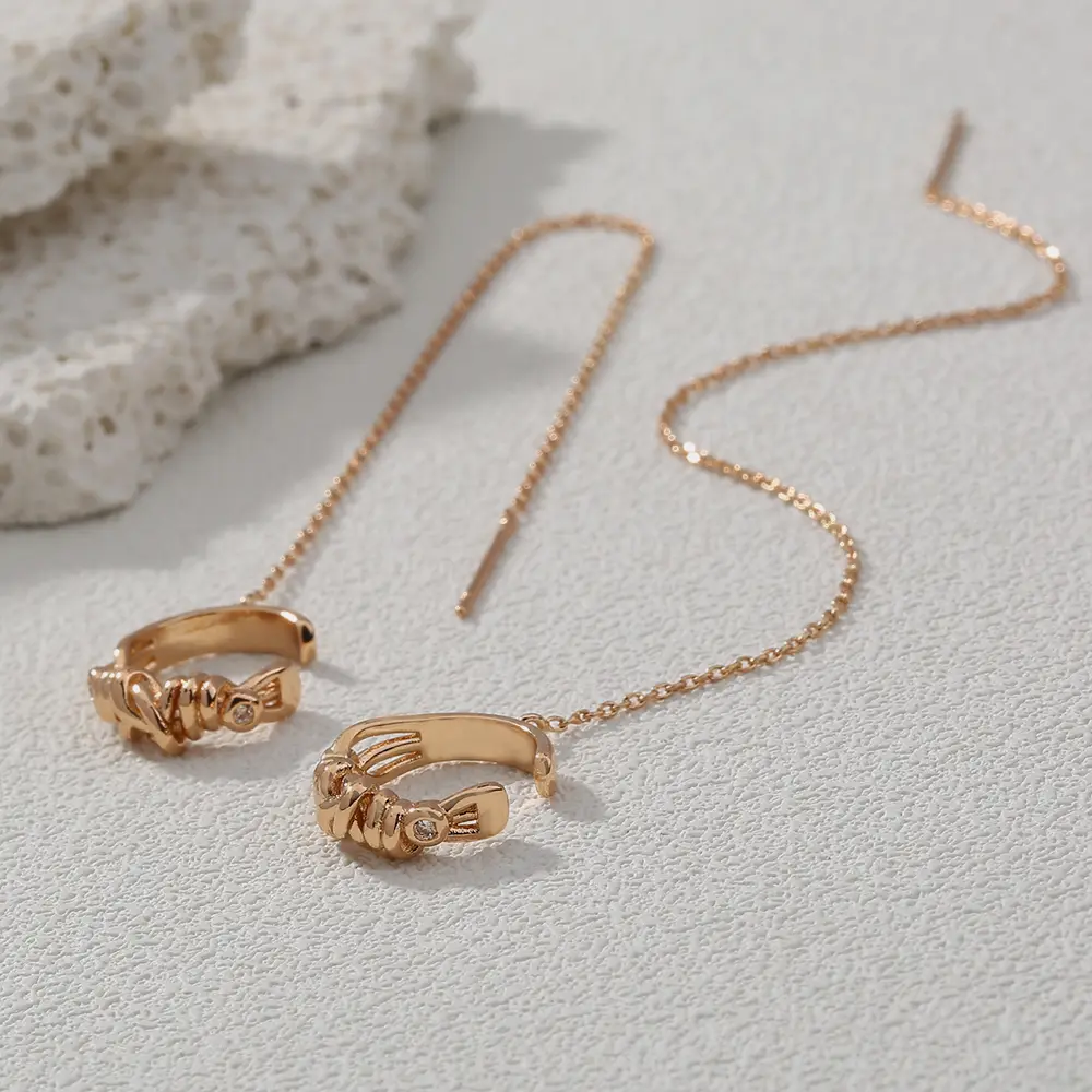 Face Slimming Wavy Ear Line C-type Asymmetric Temperament Long Tassel Earrings Simple Korean Earrings