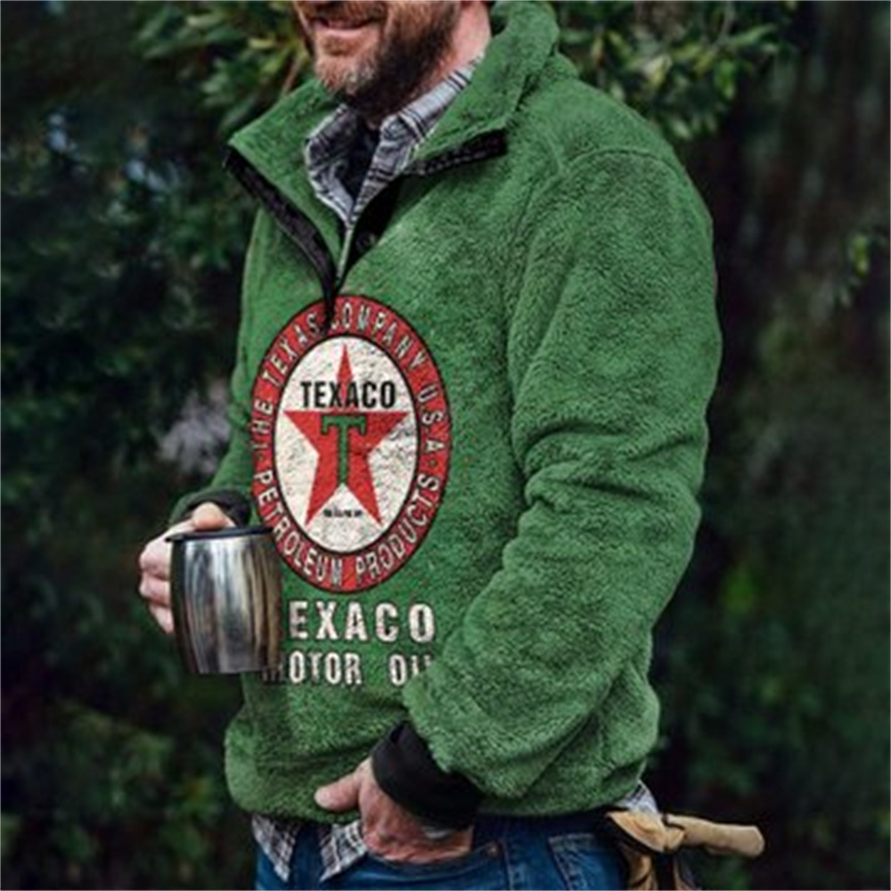 Autumn And Winter Casual Button Pocket Flannel Plush Men's Sweater