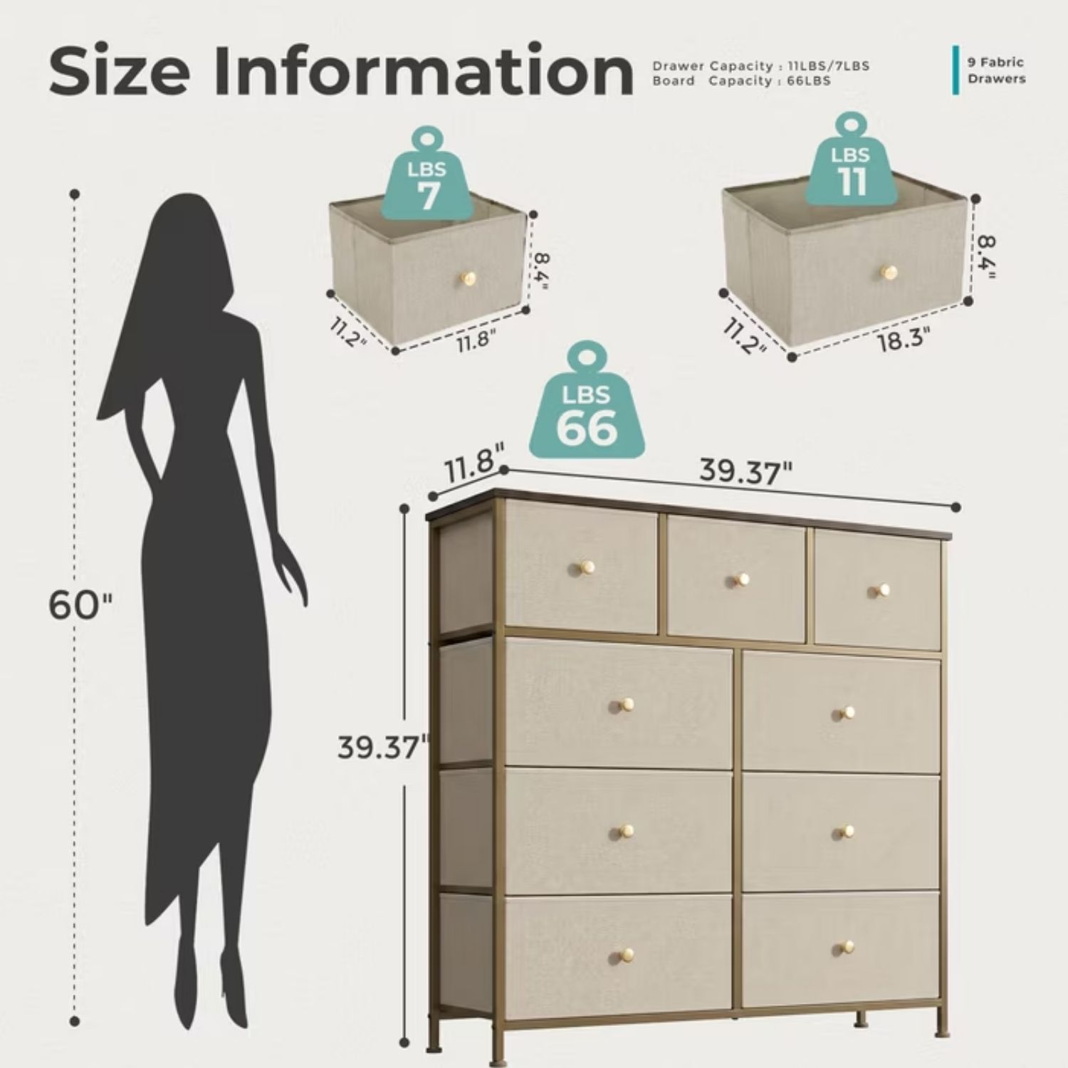 Fabric Dresser For Bedroom, Chest Of Drawers Organizer Storage Cabinet For Closet And Entryway image 16
