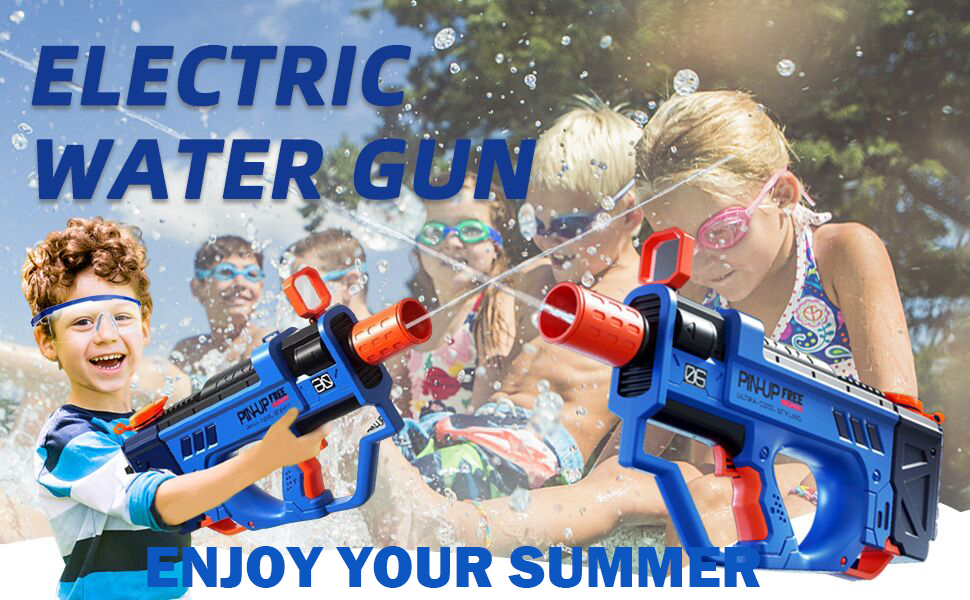 Electric Water Gun For Adults Kids, Motorized Squirt Guns with Rechargeable Battery, 800cc High Capacity, Long Distance Automatic Water Guns Up To 32 FT Range, Water Blaster Beach Pool Toys