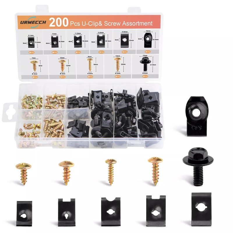 200X Universal Metal U-Type Screw   Clips Car Bumper Fender Trim Panel Fastener