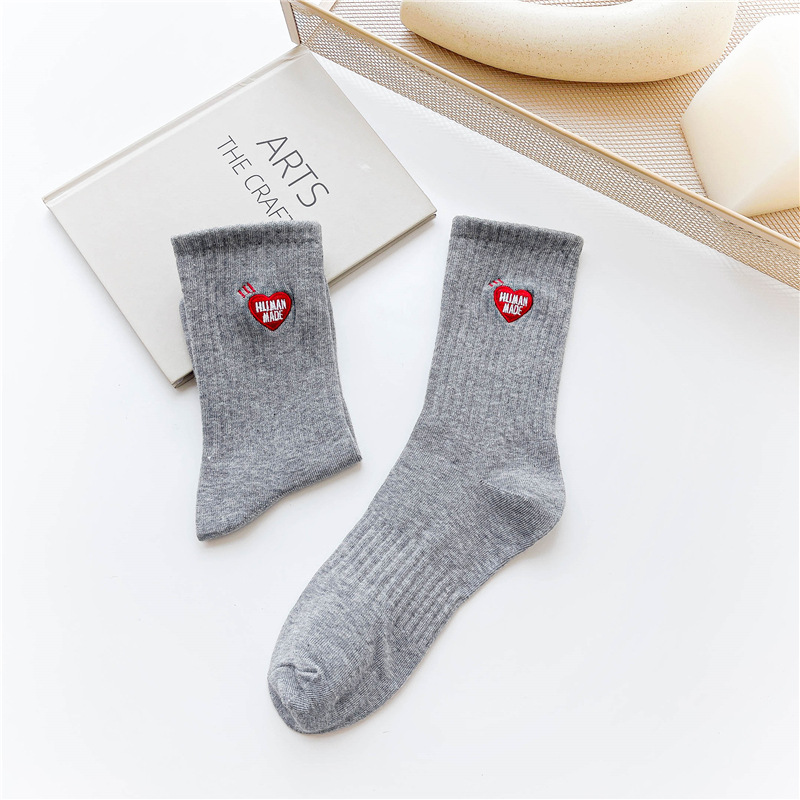 Title 7, Chaussettes Hautes Couple Couleur Unie Letter L...