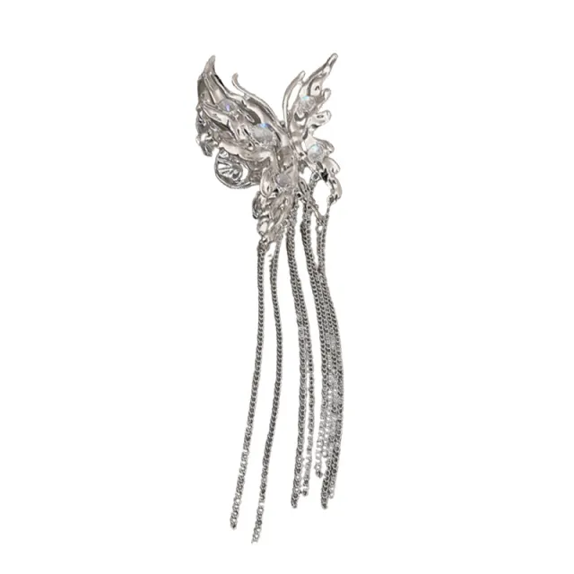 Butterfly Moonstone Tassel Personalized Hair Shark Clip Silver - Shop at LoveMi