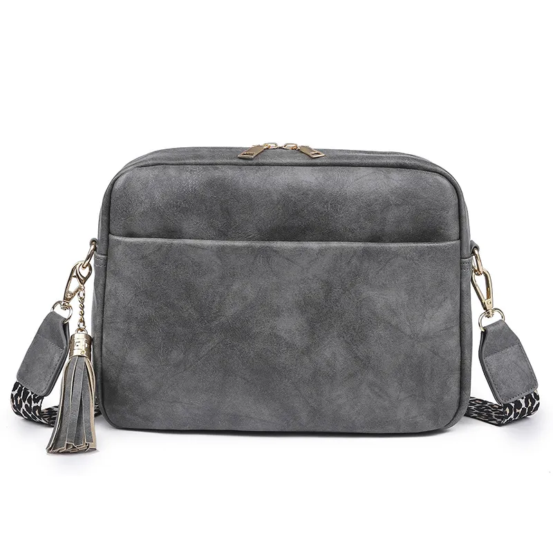 Fashion Leopard Print Shoulder Strap Tassel Crossbody Bag - Leopard
