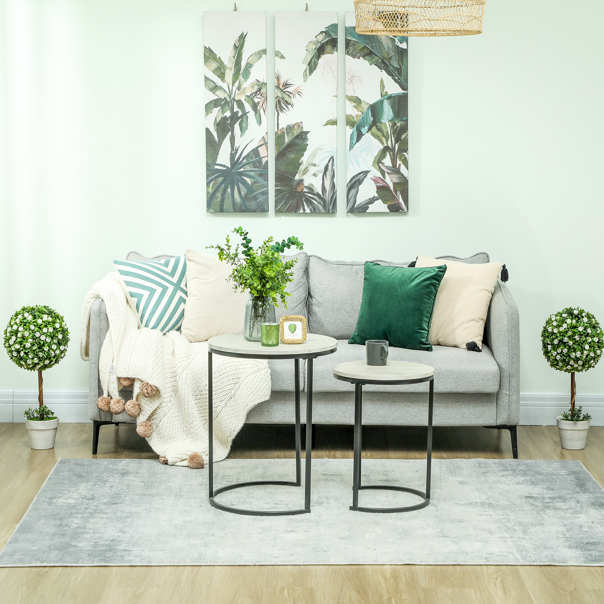 Two Pot Decorative Simulation Plant Set, Nine Lily Flower Potted Plants, Fake — image 2