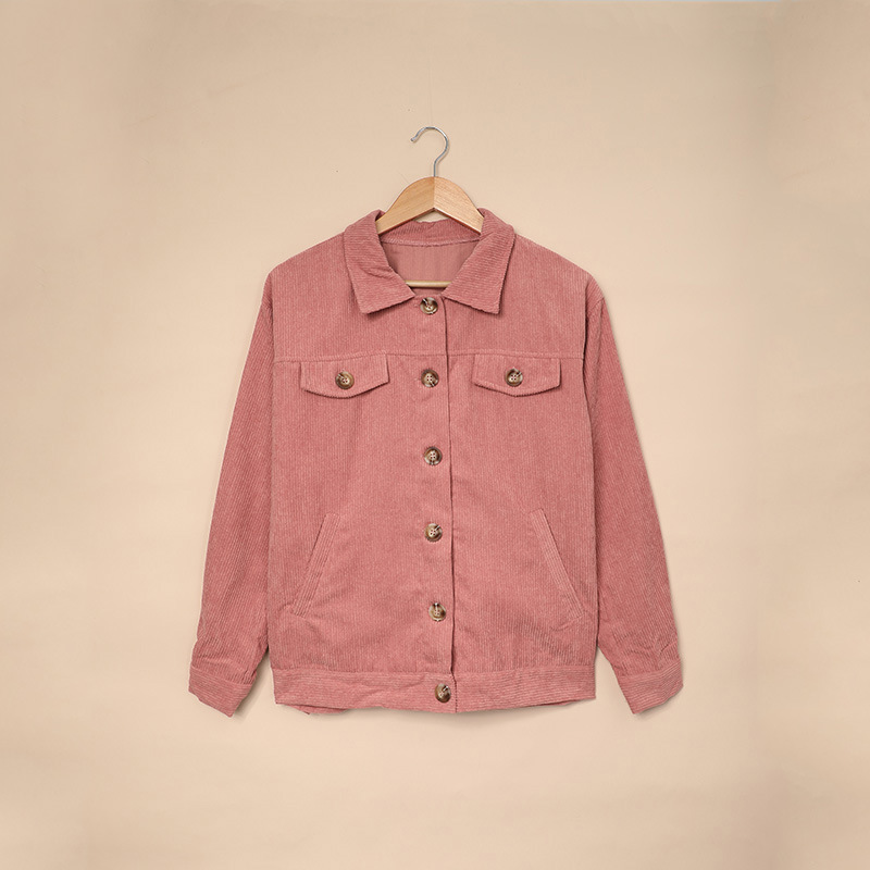 Pocket Button Casual Jacket Shirt Corduroy