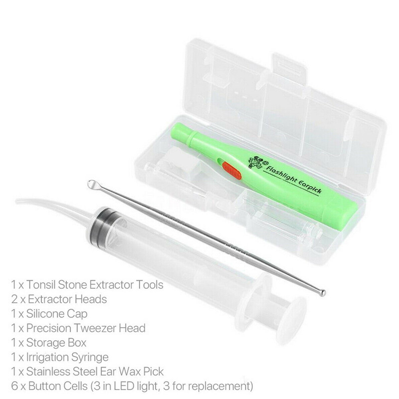 Tonsil Stone Extractor & LED Earwax Removal Tool Kit Oral Care Ear Pick Remover