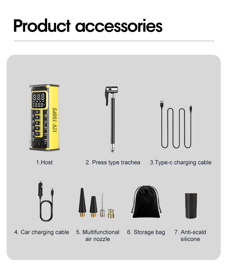 Car Tyre Inflator Cordless Digital Rechargeable Tire Air Compressor Pump Tool