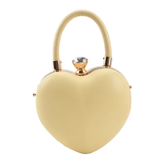 Popular Personality Western Style Handbag Shoulder Chain Slung Heart shaped Yellow - Shop at LoveMi