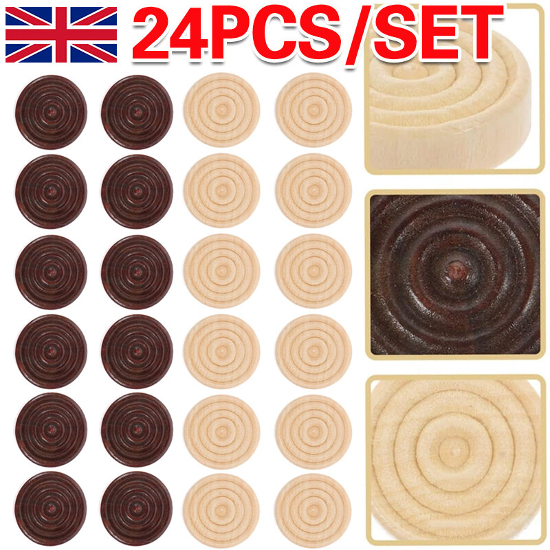 24Pcs Chess Game Accessories Backgammon  Wooden Draughts Checkers Pieces