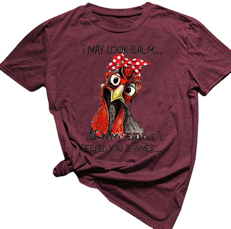 Women's Spectacled Owl Print T-Shirt Short Sleeve Top