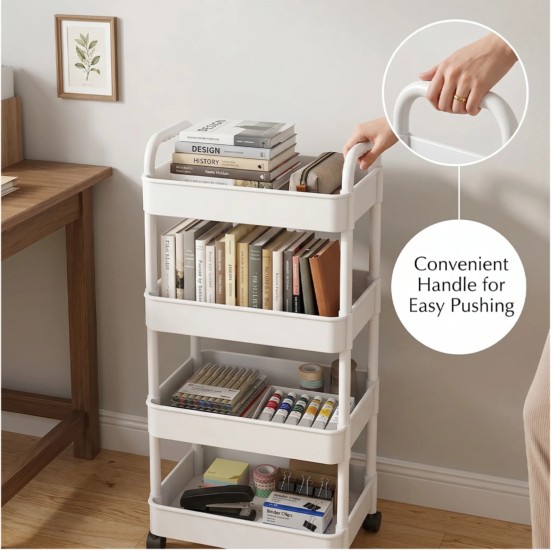 4 Tier Storage Trolley Cart On Wheels Kitchen Bathroom Laundry Narrow Space Rack 3